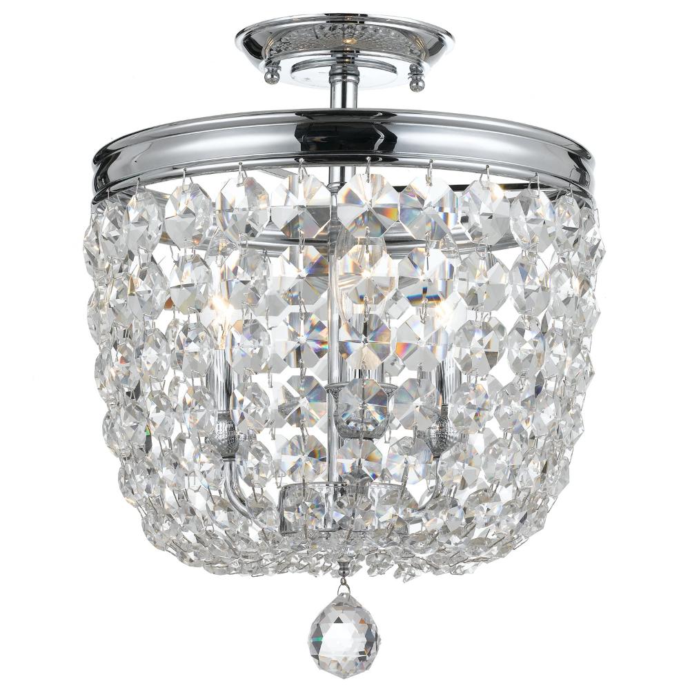 Crystorama Lighting 783-CH-CL-MWP Archer 3 Light Crystal Polished Chrome Ceiling Mount