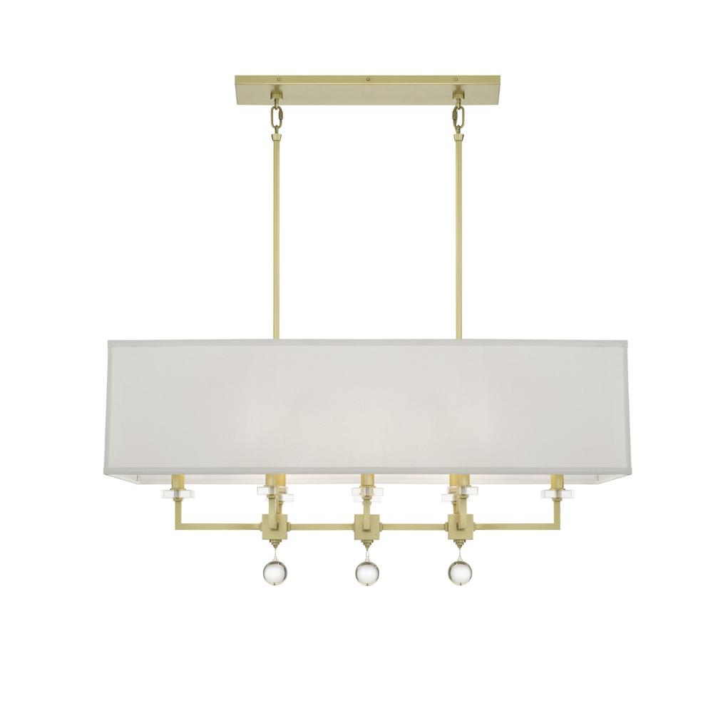 Crystorama Lighting 8109-AG Paxton 8 Light Aged Brass Linear Chandelier