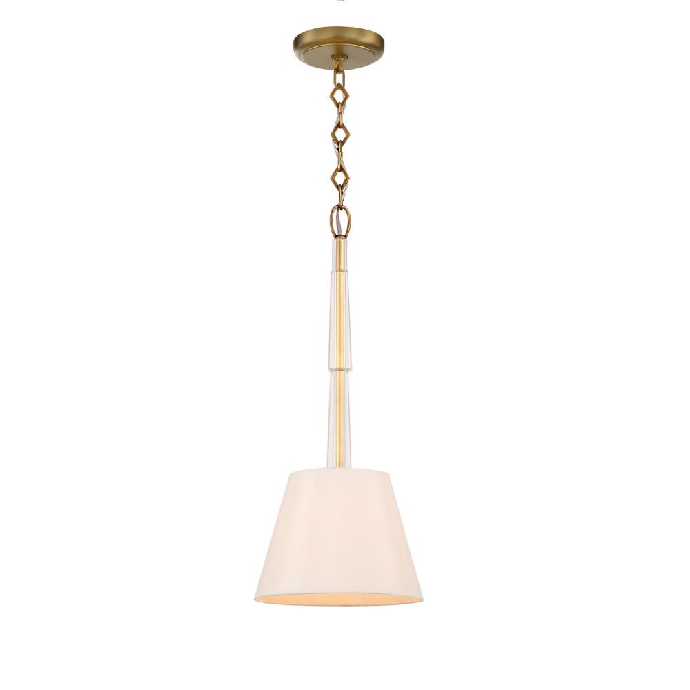 Crystorama Lighting 8701-AG Lawson 1 Light Aged Brass Transitional Pendant Draped In Optical Crystal