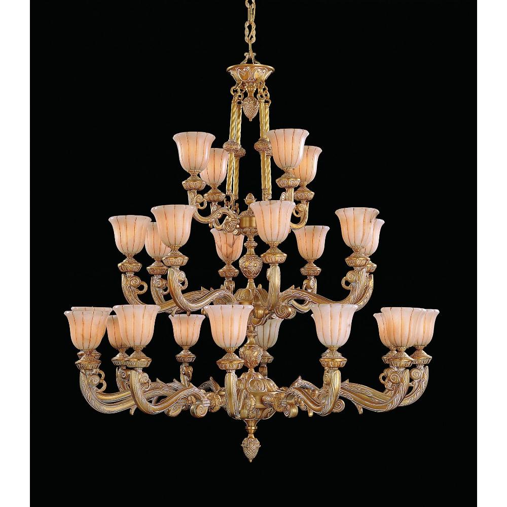 Crystorama 888-48-WH Natural Alabaster 24 Light French White Chandelier