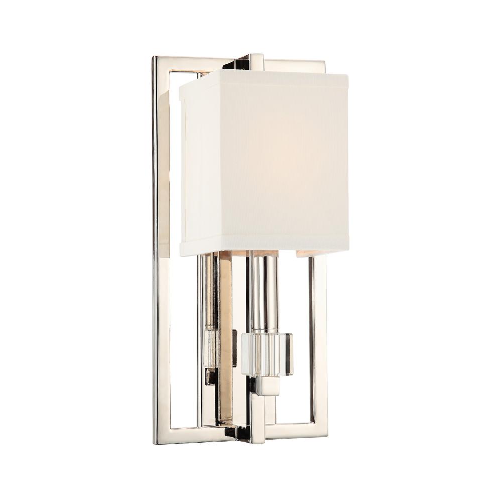 Crystorama Lighting 8881-PN Dixon 1 Light Polished Nickel Modern Sconce Draped In Crystal Cubes