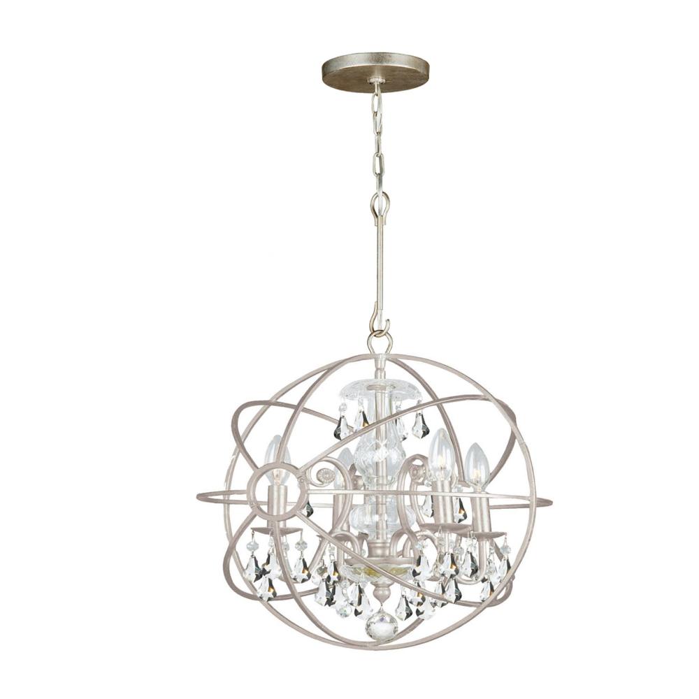Crystorama Lighting 9025-OS-CL-MWP Solaris 4 Light Clear Crystal Silver Mini Chandelier
