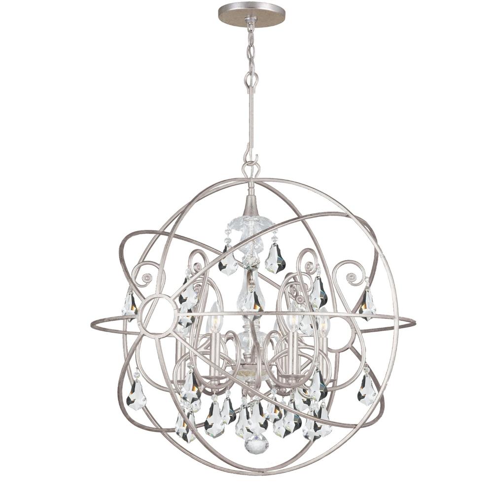 Crystorama Lighting 9028-OS-CL-MWP Solaris 6 Light Crystal Silver Sphere Chandelier