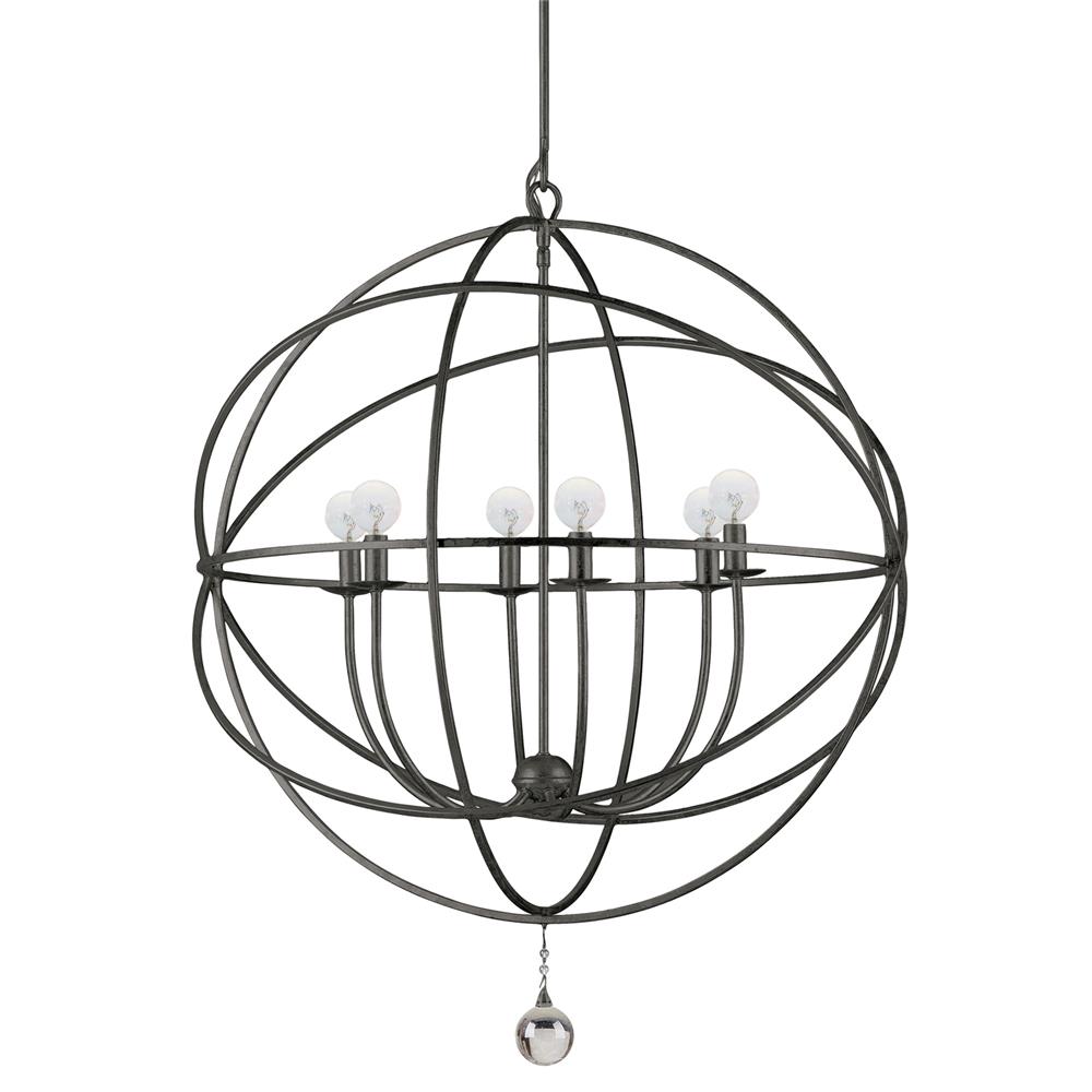 Crystorama Lighting 9228-EB Solaris 6 Light English Bronze Industrial Chandelier Draped In Clear Glass Drops