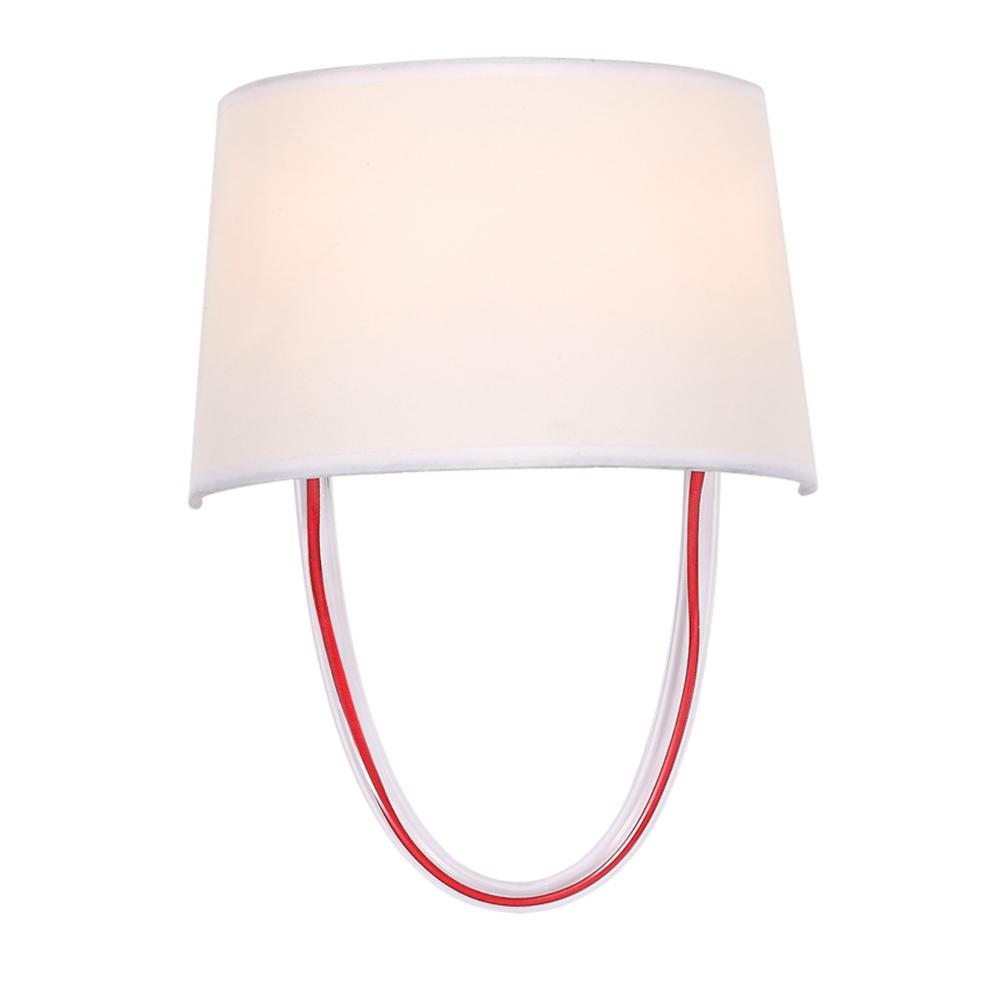 Crystorama Lighting 9902-RD-CL Stella 2 Light Polished Chrome + Red Cord Eclectic Sconce