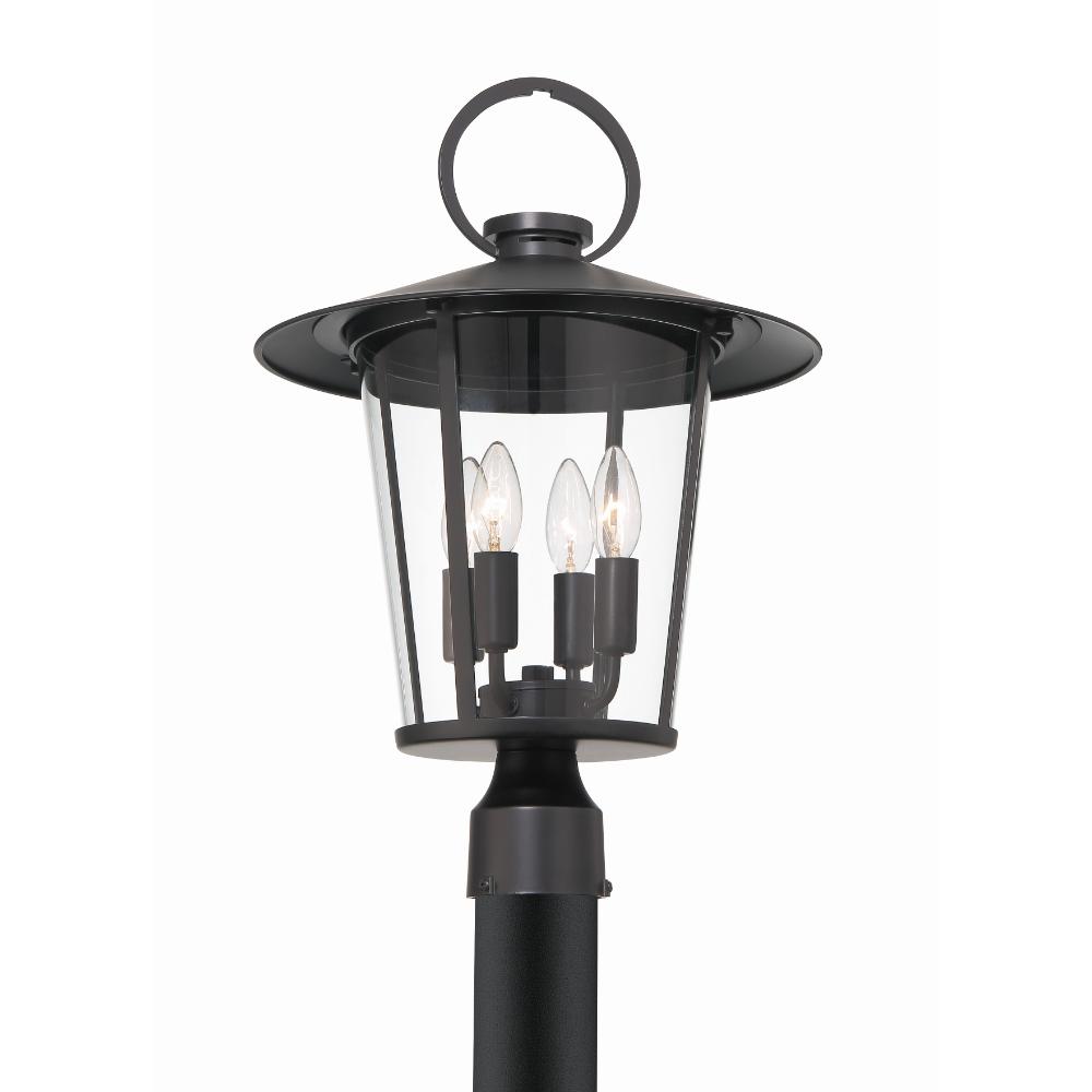 Crystorama Lighting AND-9209-CL-MK Andover 4 Light Matte Black Outdoor Lantern Post