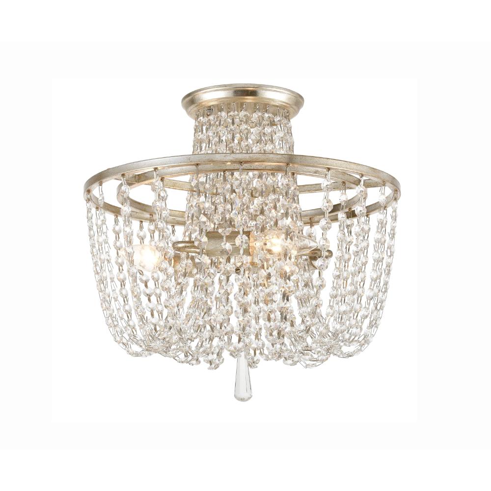 Crystorama Lighting ARC-1900-SA-CL-MWP Arcadia 3 Light Antique Silver Crystal Ceiling Mount