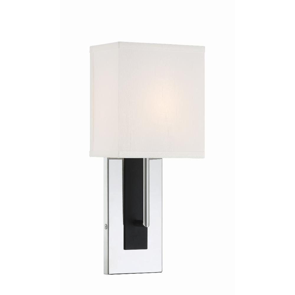 Crystorama Lighting BRE-A3631-PN-BF Brent 1 Light Polished Nickel + Black Forged Wall Mount