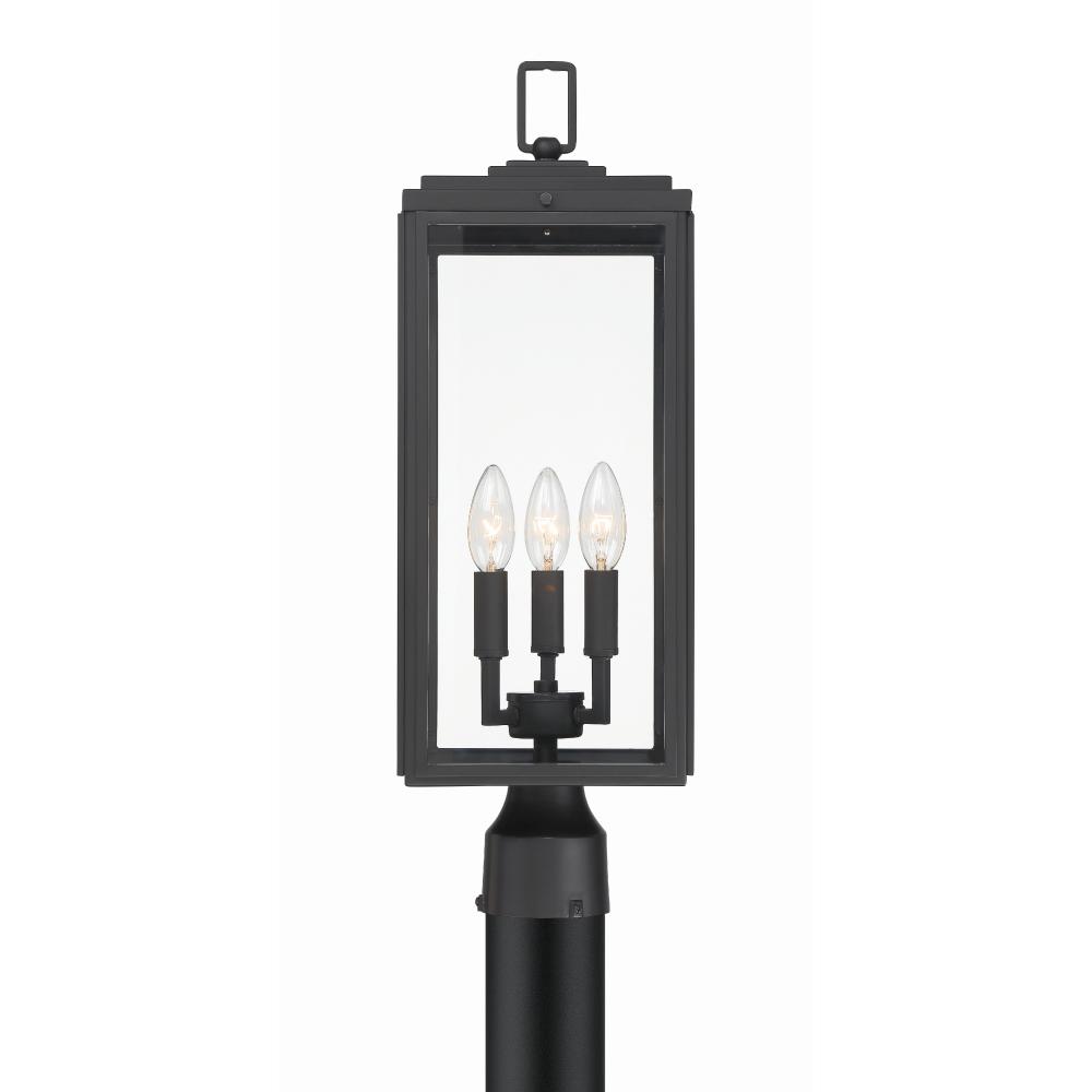 Crystorama Lighting BYR-80109-MK Byron 3 Light Matte Black Outdoor Lantern Post