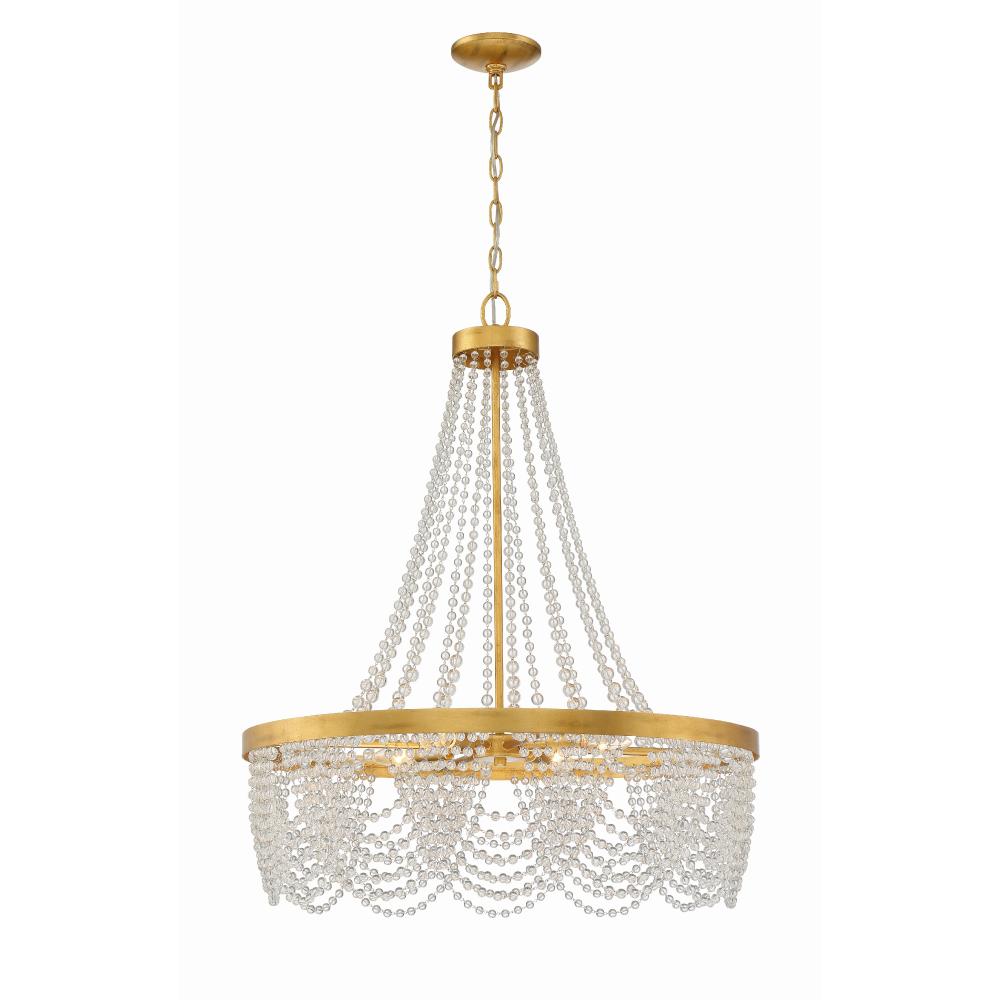 Crystorama Lighting FIO-A9104-GA-CL Fiona 4 Light Antique Gold Chandelier with Clear Beads