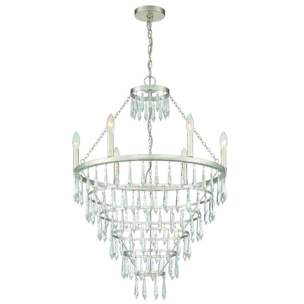 Crystorama Lighting LUC-A9066-SA Lucille 6 Light Antique Silver Chandelier
