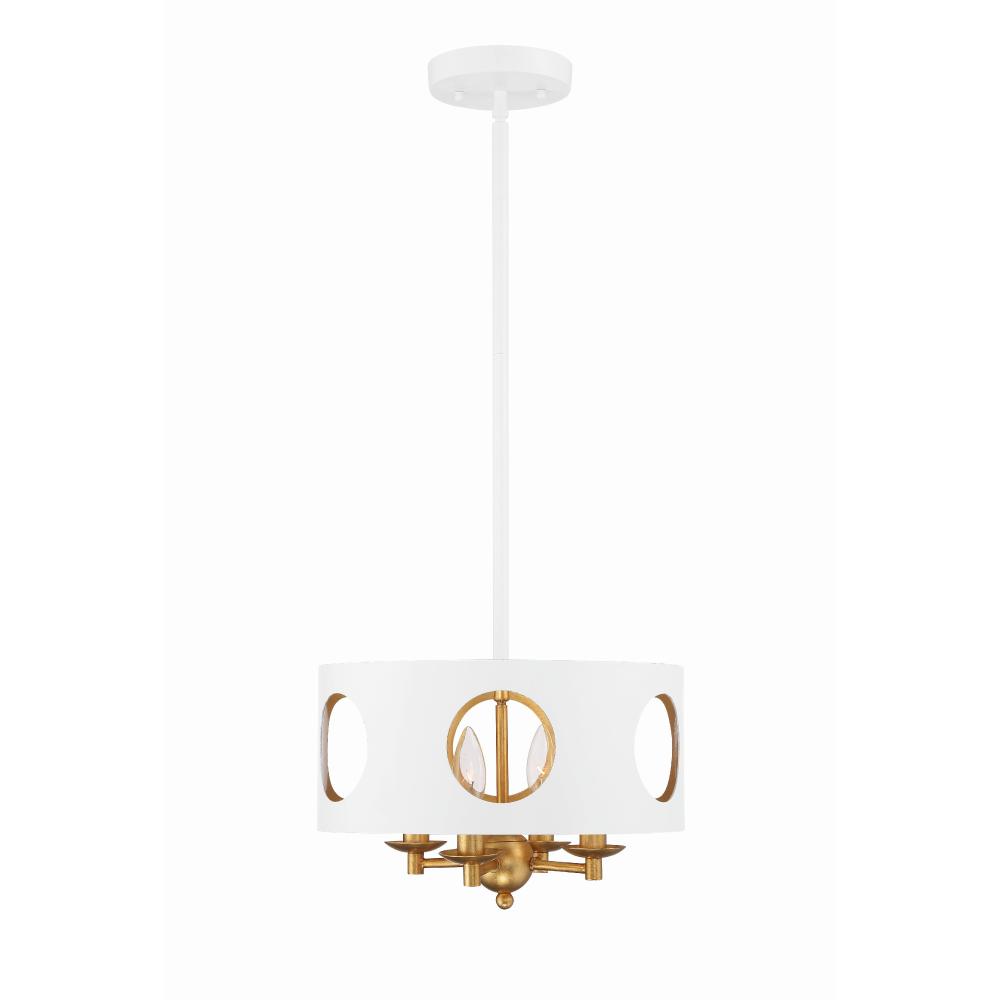 Crystorama Lighting ODE-700-MT-GA Odelle 4 Light White and Gold Ceiling Pendant