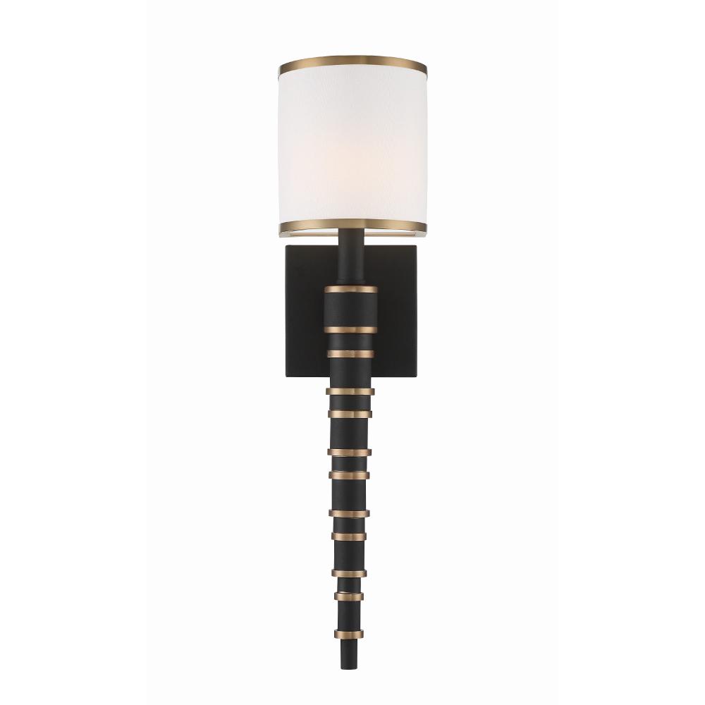 Crystorama Lighting SLO-A3601-VG-BF Sloane 1 Light Vibrant Gold + Black Forged Wall Sconce