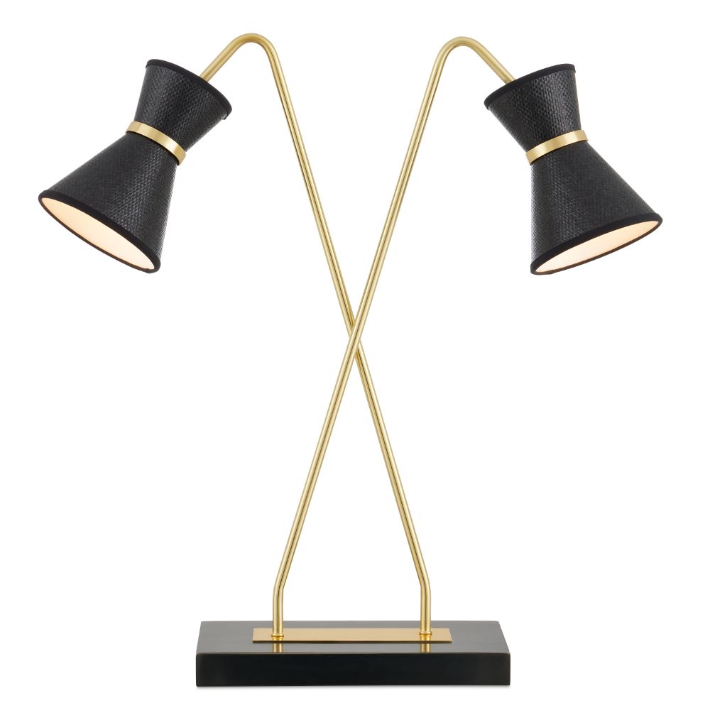 Currey & Company 6000-0898 Avignon Desk Lamp in Polished Brass/Oil Rubbed Bronze/Black