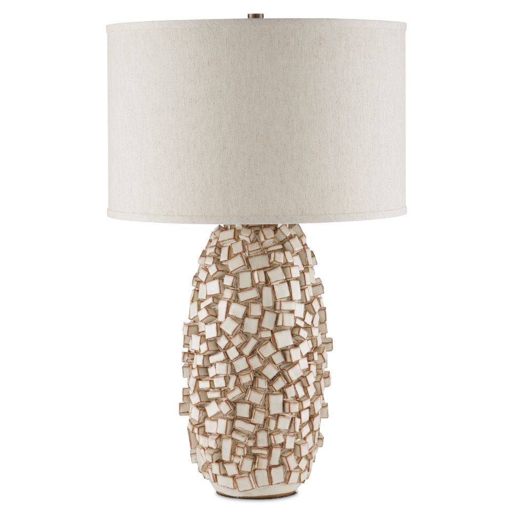 Currey & Company 6000-0922 Sugar Cube Ivory Table Lamp in Ivory/Brown