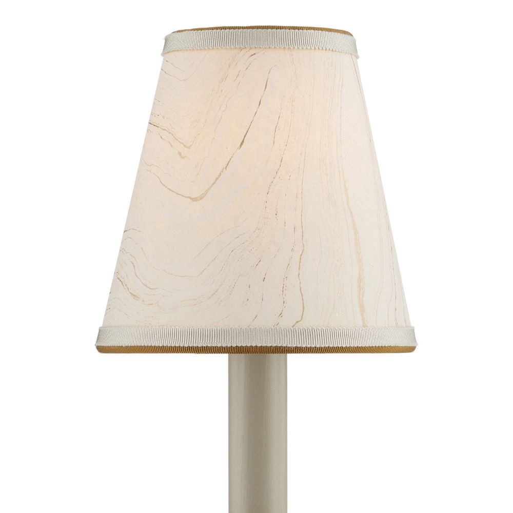 Currey & Company 0900-0015 Marble Paper Tapered Chandelier Shade in Cream / Gold
