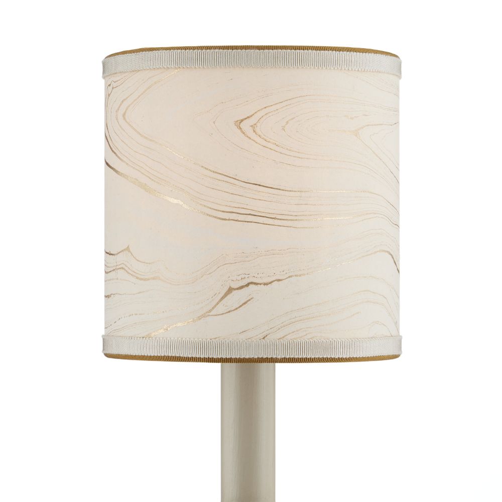 Currey & Company 0900-0016 Marble Paper Drum Chandelier Shade in Cream / Gold