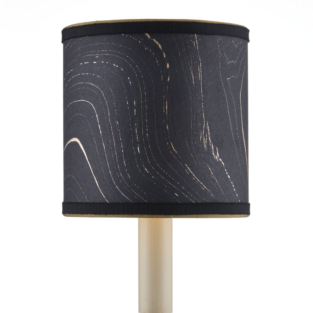Currey & Company 0900-0020 Marble Paper Drum Chandelier Shade in Black / Gold / Silver