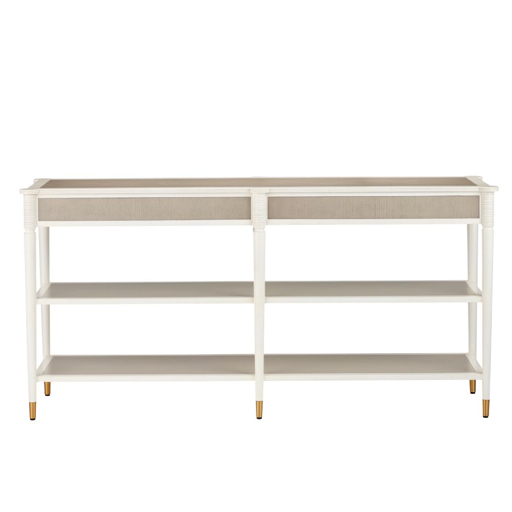 Currey & Company 3000-0263 Aster Console Table in Off White/Fog/Polished Brass