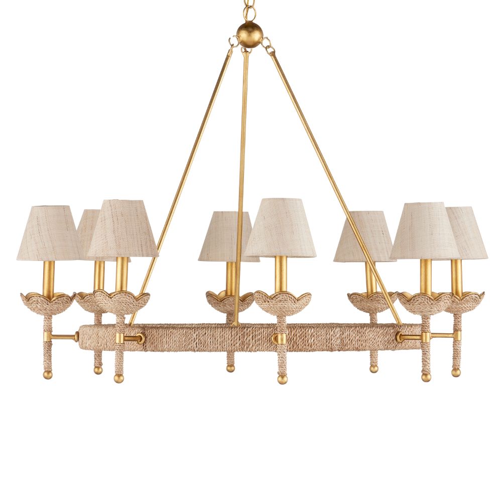 Currey & Company 9000-1143 Vichy Chandelier in Natural/Contemporary Gold Leaf/Contemporary Gold