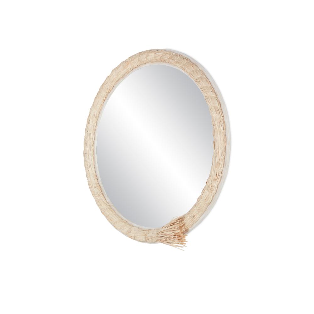 Currey & Company 1000-0113 Seychelles Round Mirror in Natural Raffia/Mirror