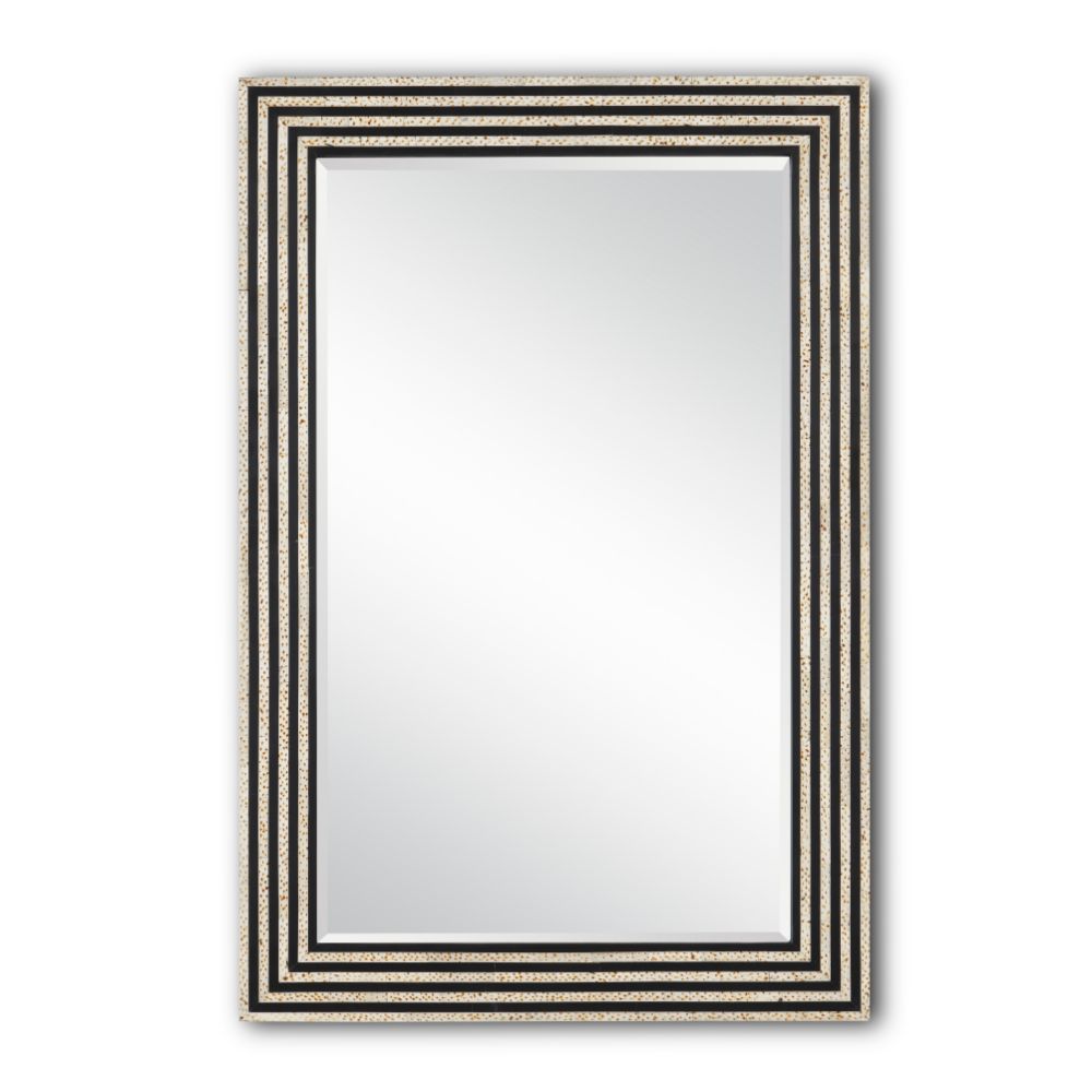 Currey & Company 1000-0120 Taurus Rectangular Mirror in White Speckle / Black / Mirror