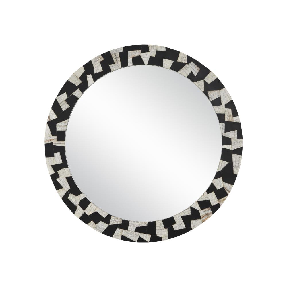 Currey & Company 1000-0122 Bindu Round Mirror in Black / Natural / Mirror