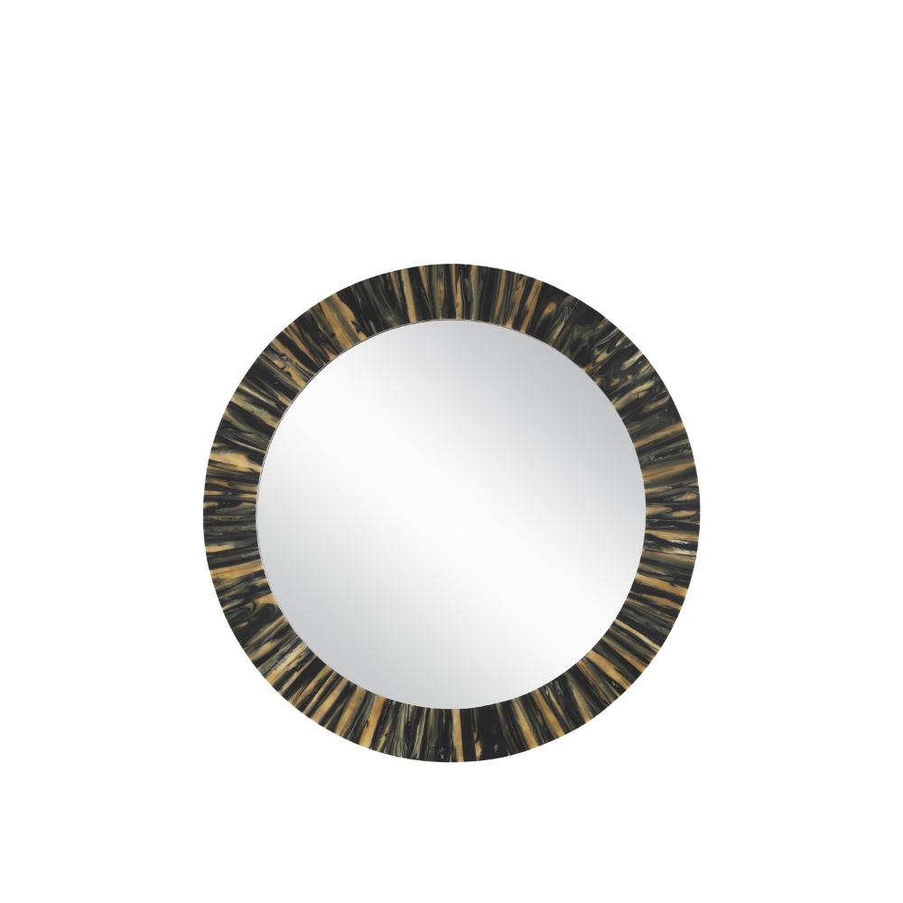 Currey & Company 1000-0123 Kuna Small Wall Mirror in Black / Tan / Mirror