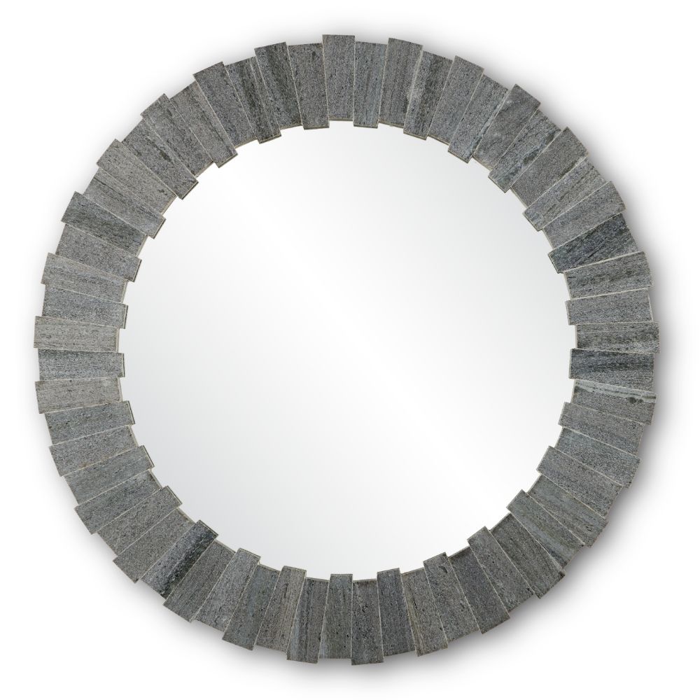 Currey & Company 1000-0130 Dario Round Mirror in Gray / Mirror
