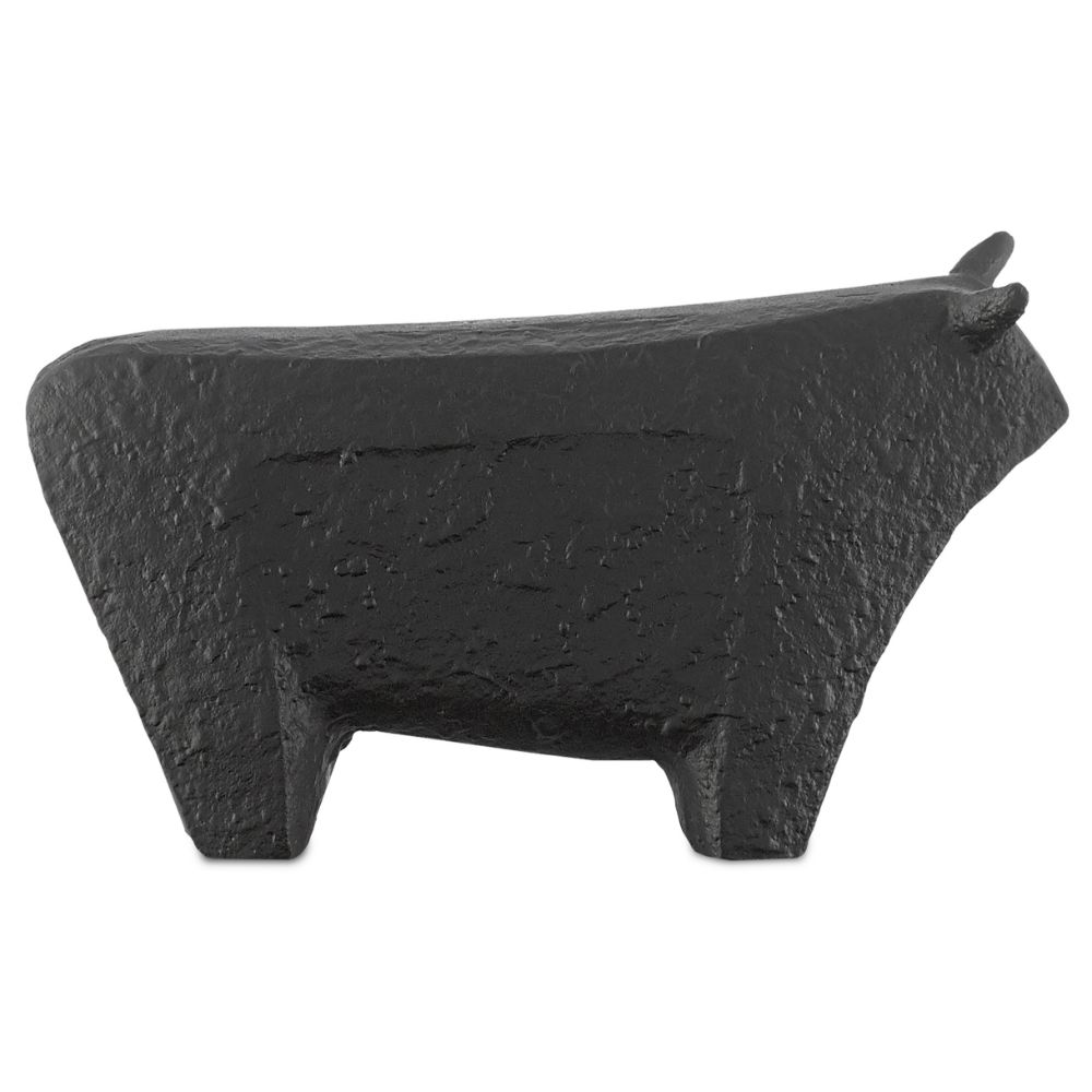 Currey & Company 1200-0061 Sampson Black Small Bull in Textured Matte Black