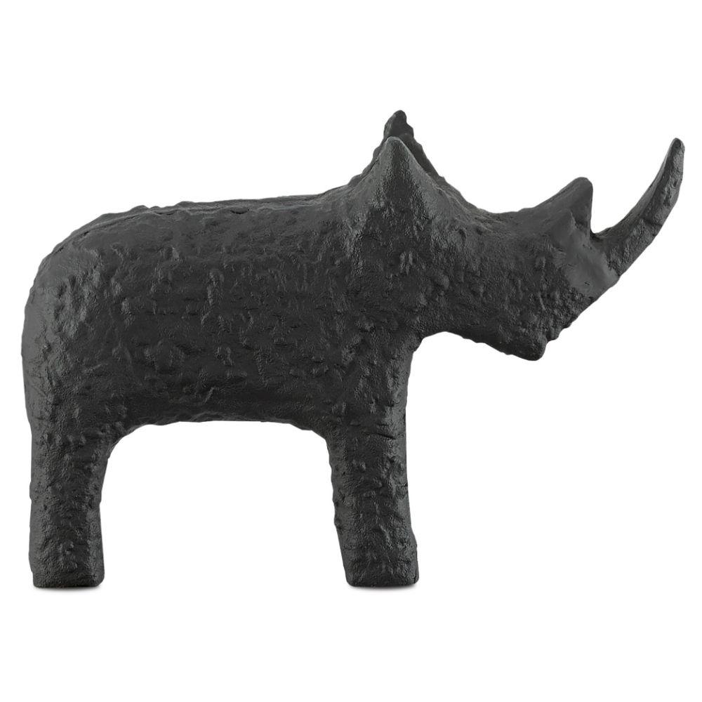 Currey & Company 1200-0064 Kano Black Large Rhino in Textured Matte Black