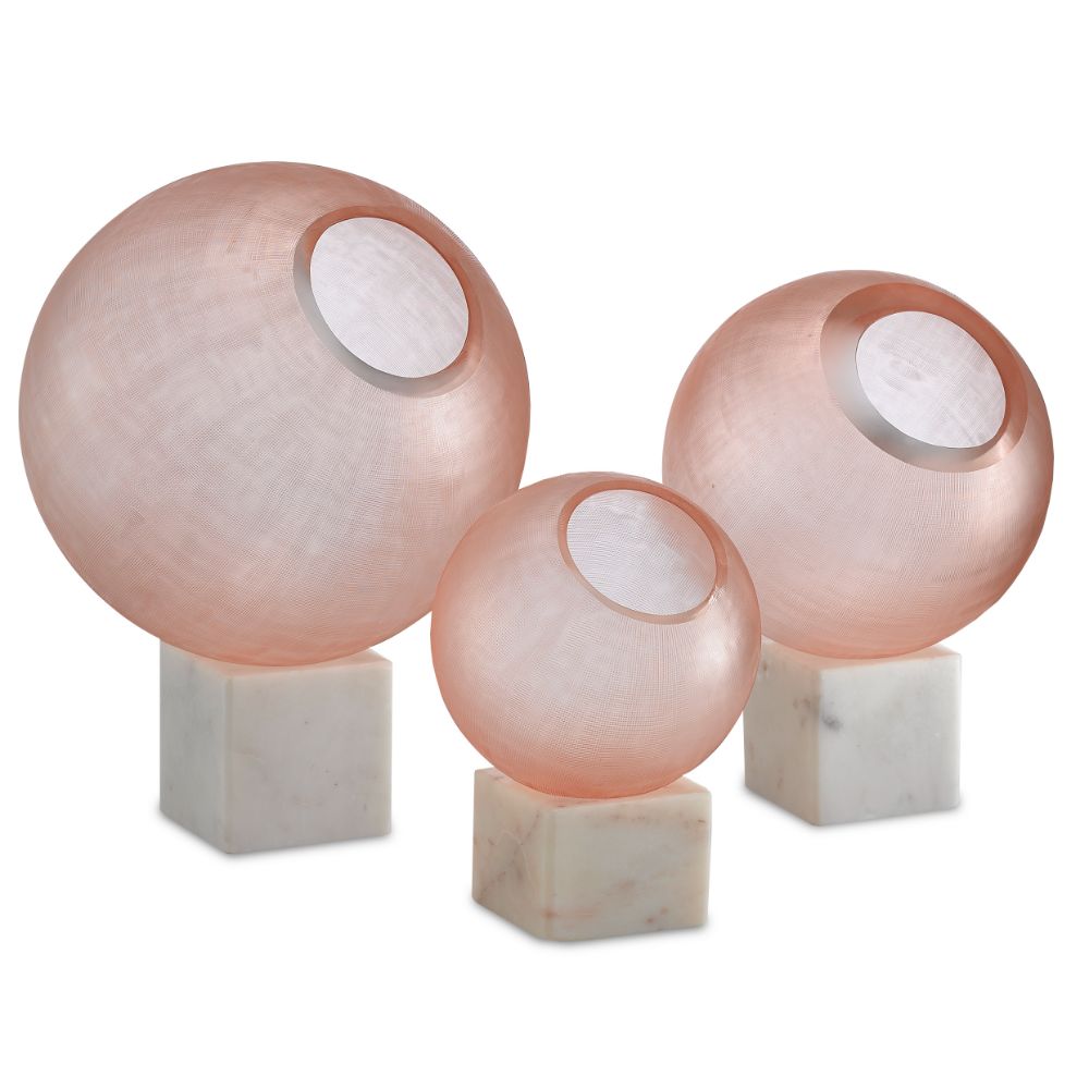 Currey & Company 1200-0135 Fresno Orb Set in Pale Pink/White