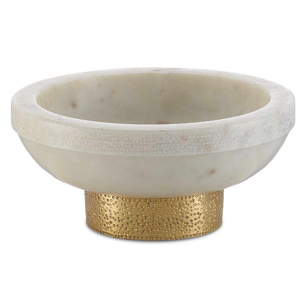 Currey & Company 1200-0169 Valor Small White Bowl in White/Brass