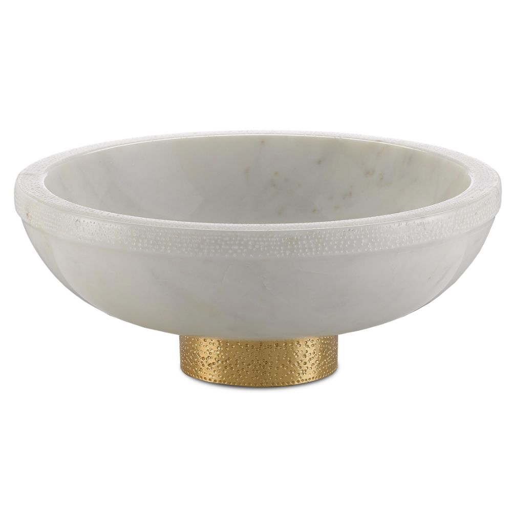 Currey & Company 1200-0170 Valor Large White Bowl in White/Brass
