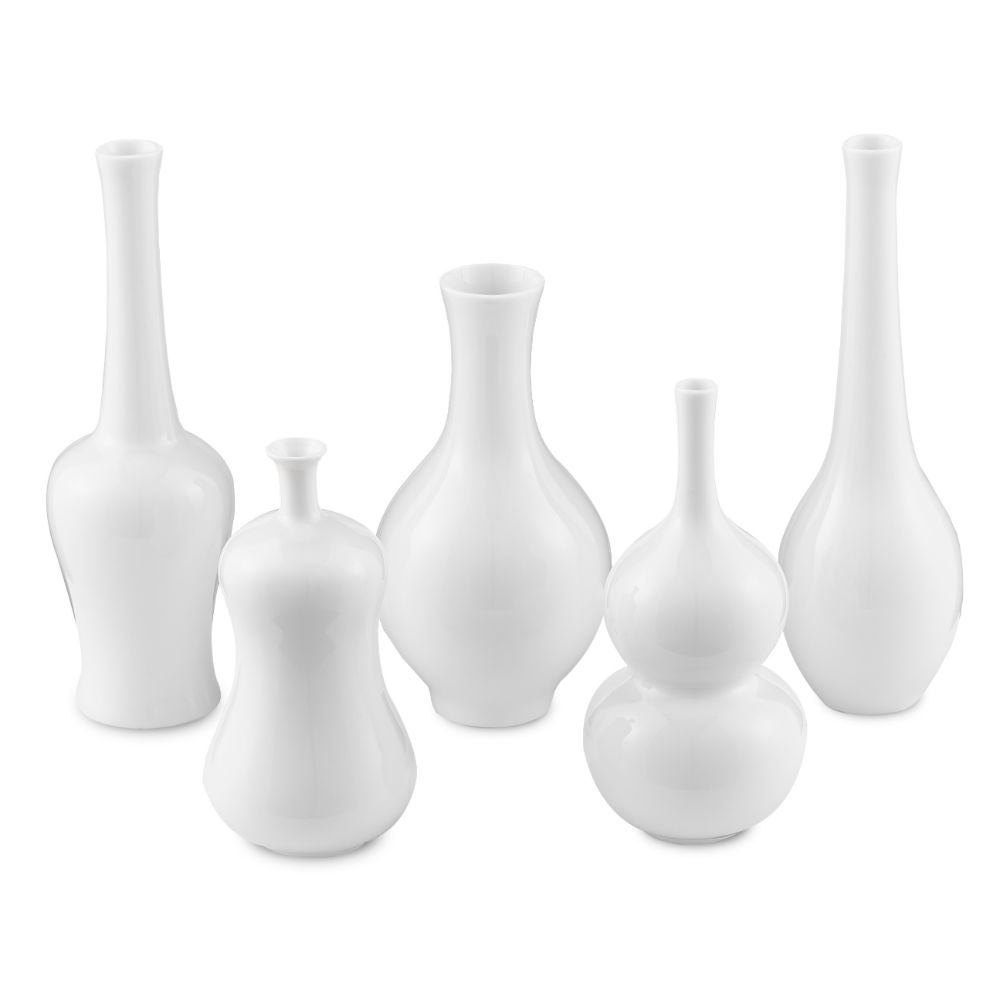 Currey & Company 1200-0212 Imperial White Small Vase Set in Imperial White