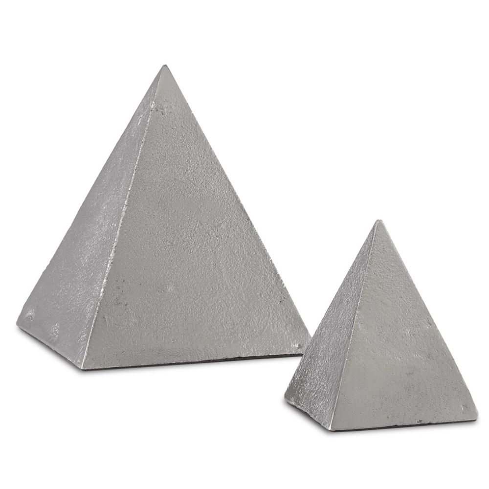 Currey & Company 1200-0273 Mandir Nickel Pyramid Set of 2 in Black Nickel