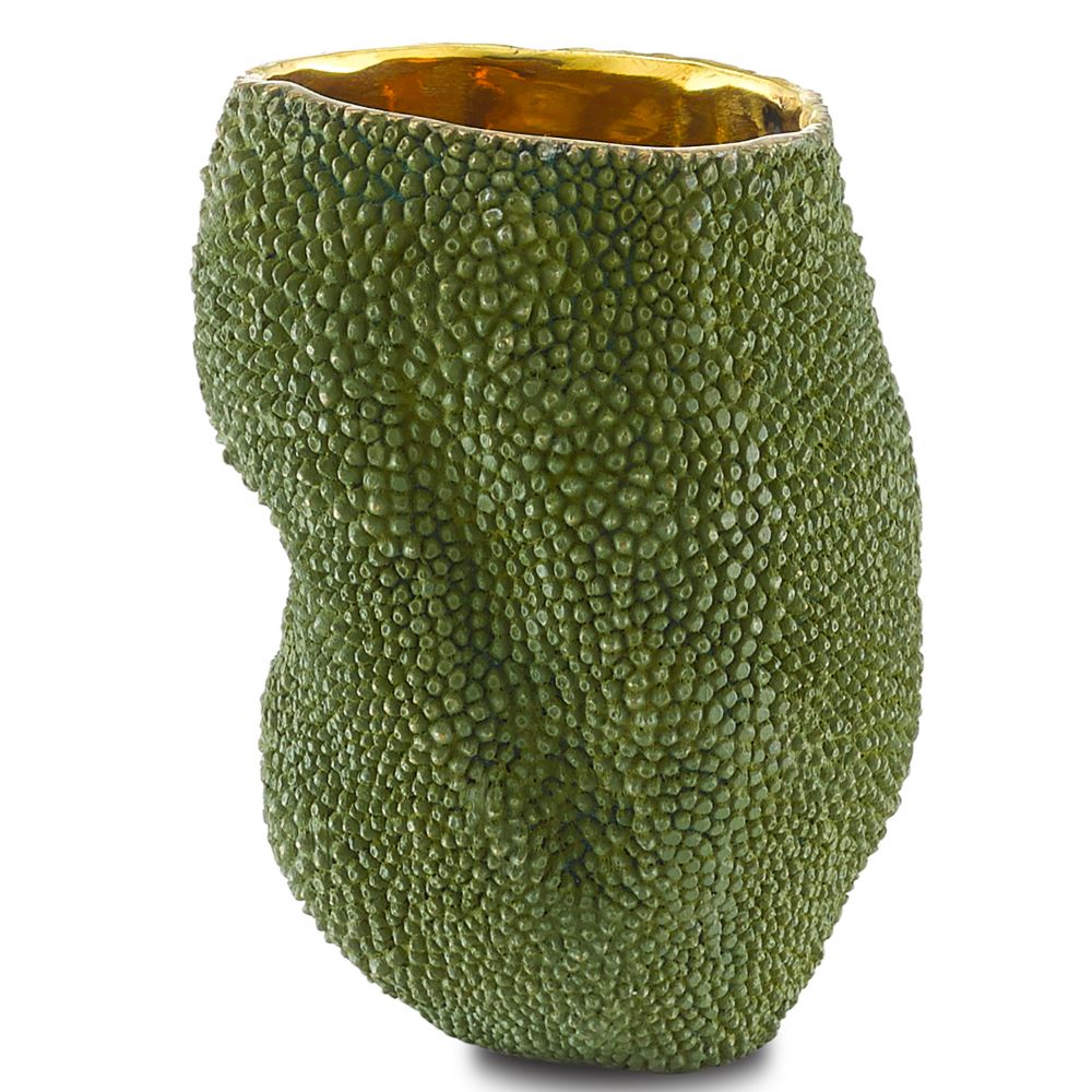 Currey & Company 1200-0287 Jackfruit Small Vase in Green/Gold