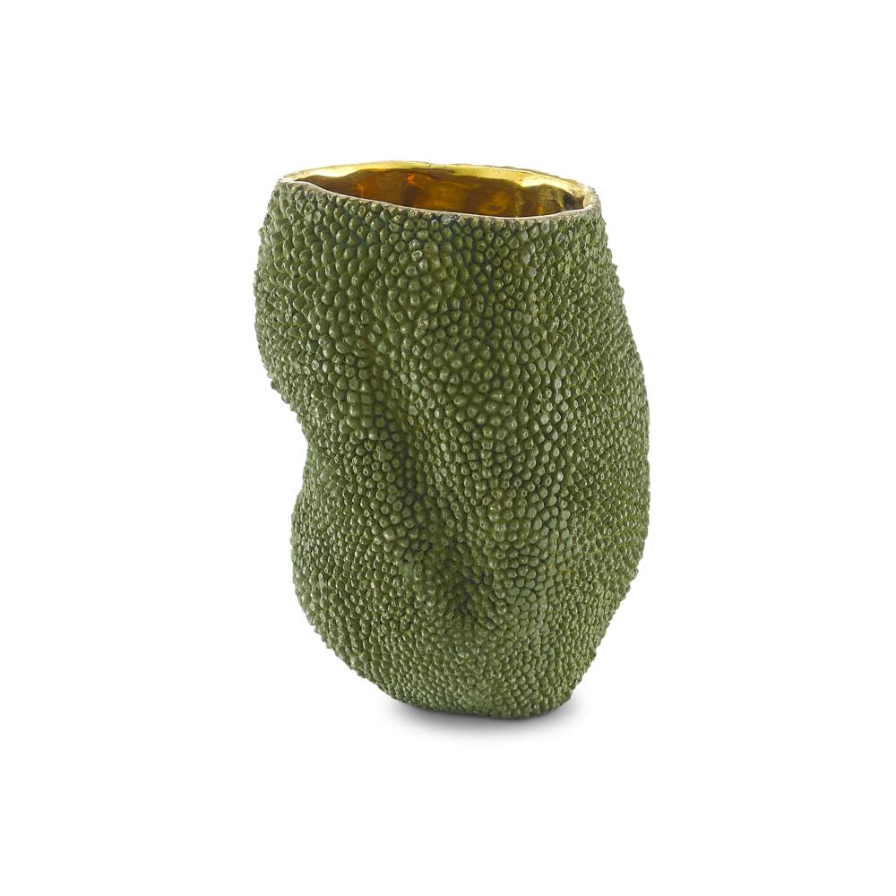 Currey & Company 1200-0287 Jackfruit Small Vase in Green/Gold
