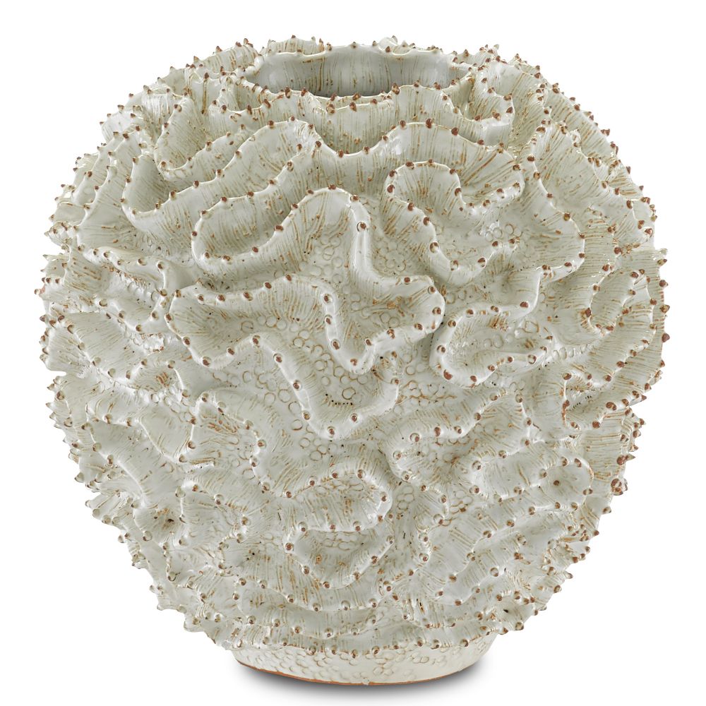 Currey & Company 1200-0296 Swirl Small Vase in White/Gold