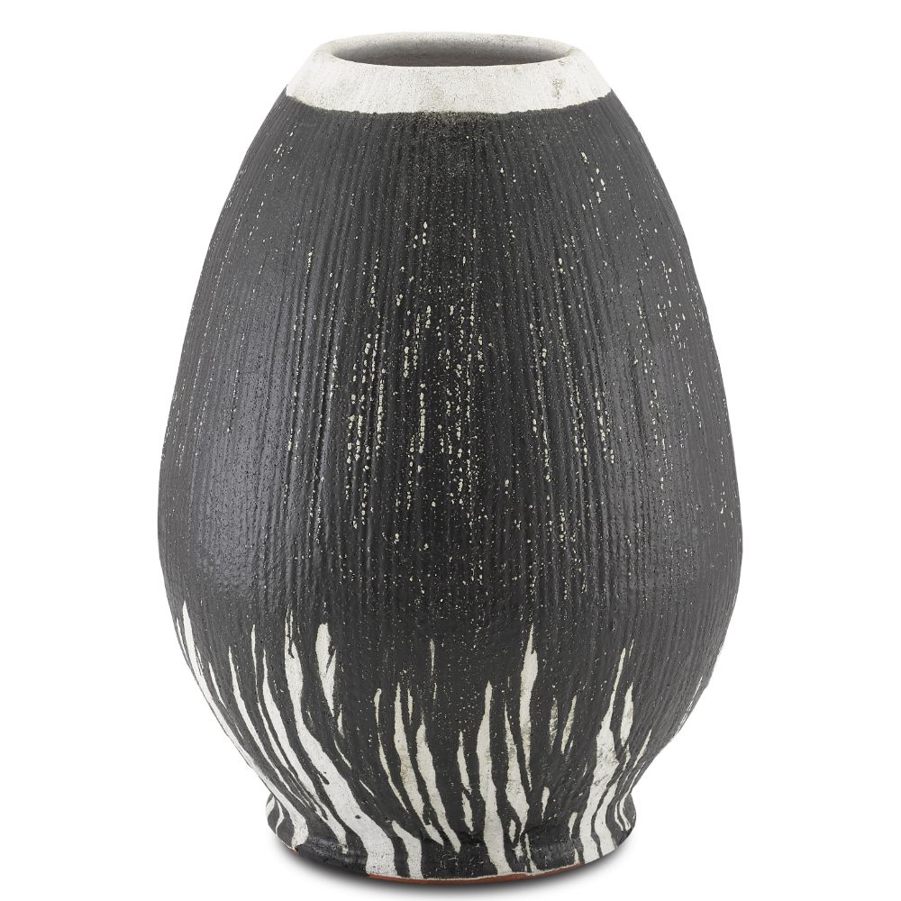Currey & Company 1200-0314 Chartwell Urn in Textured Black/White