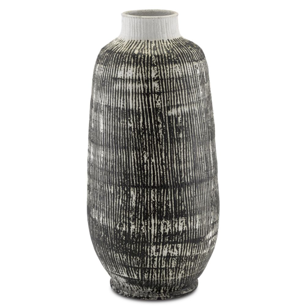 Currey & Company 1200-0315 Cape Town Urn in Textured Black/White