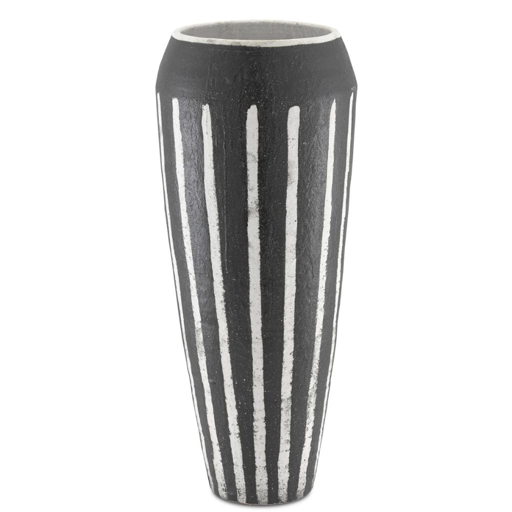 Currey & Company 1200-0317 Chibuto Urn in Textured Black/White