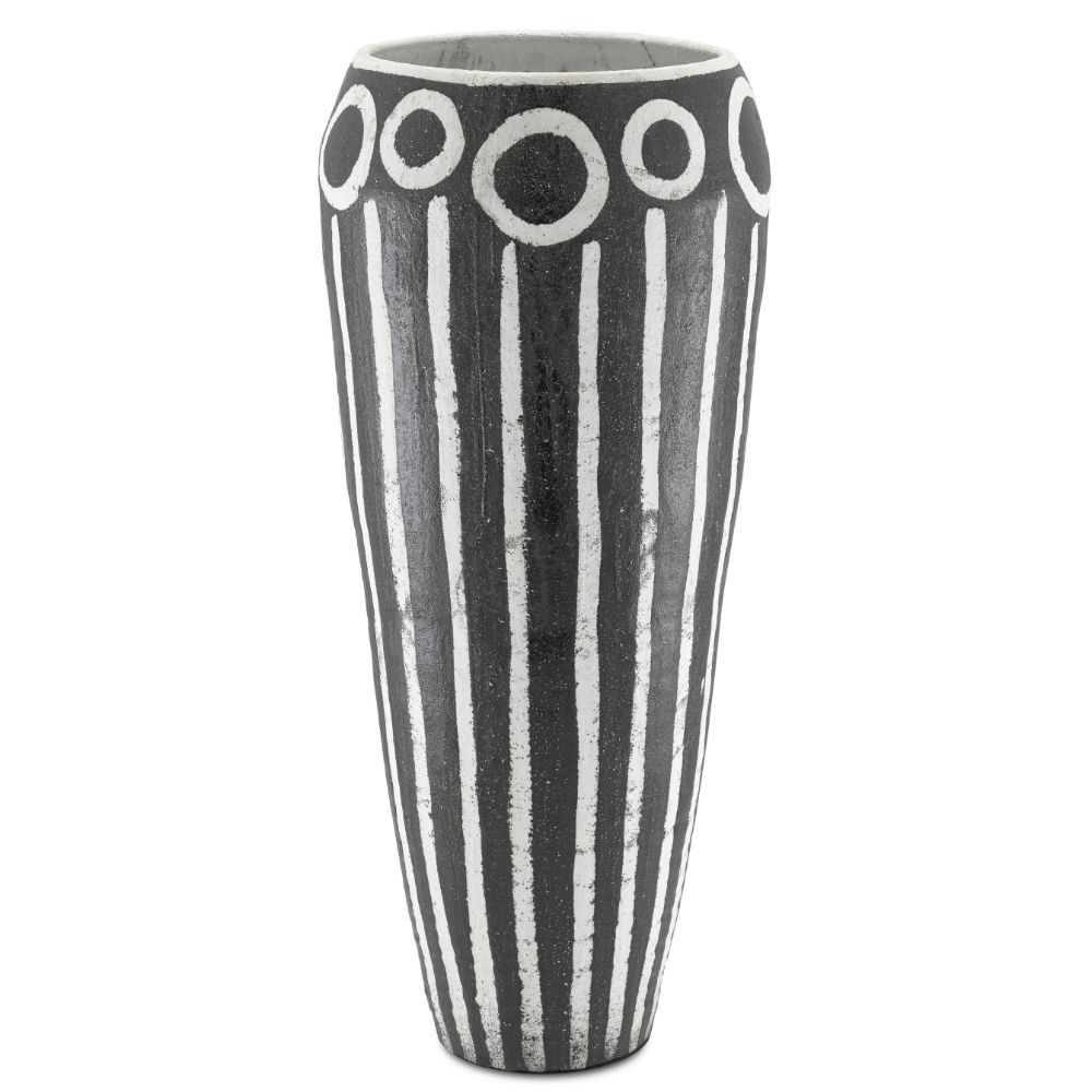 Currey & Company 1200-0318 Cairo Urn in Textured Black/White