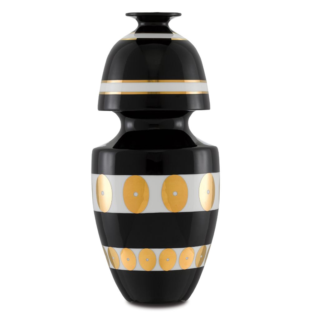 Currey & Company 1200-0390 De Luca Black and Gold Gourd Vase
