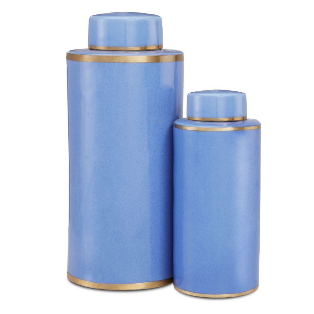 Currey & Company 1200-0415 Blue Tea Canister Set of 2