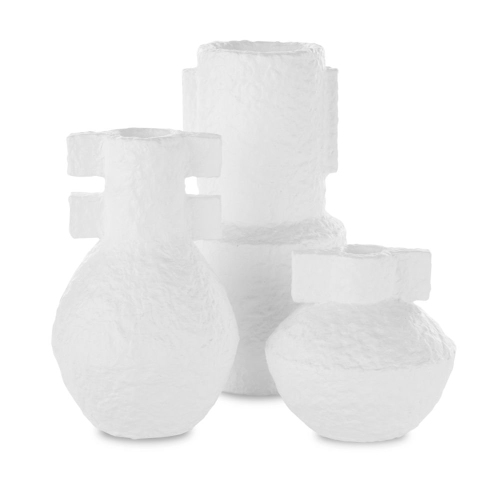 Currey & Company 1200-0463 Aegean White Vase Set of 3