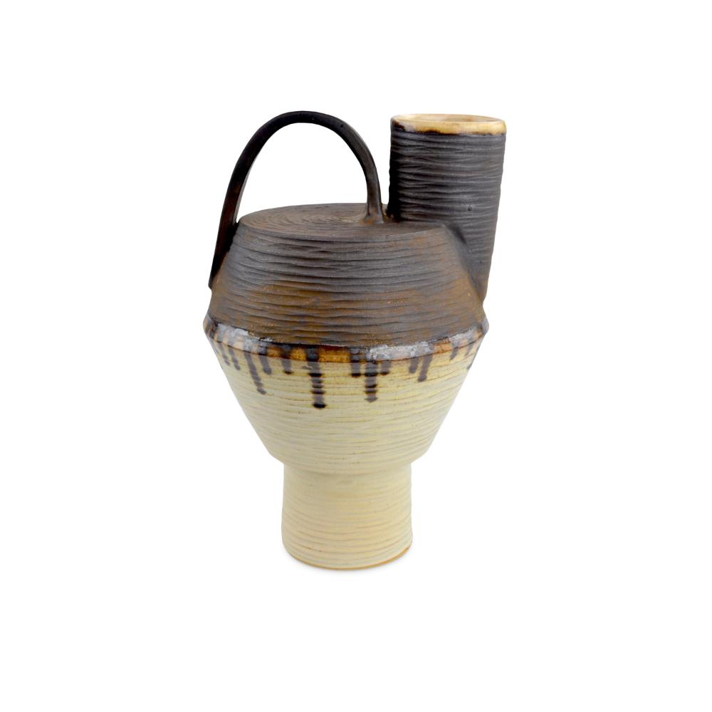 Currey & Company 1200-0530 Bernard Medium Vase in Ivory/Brown