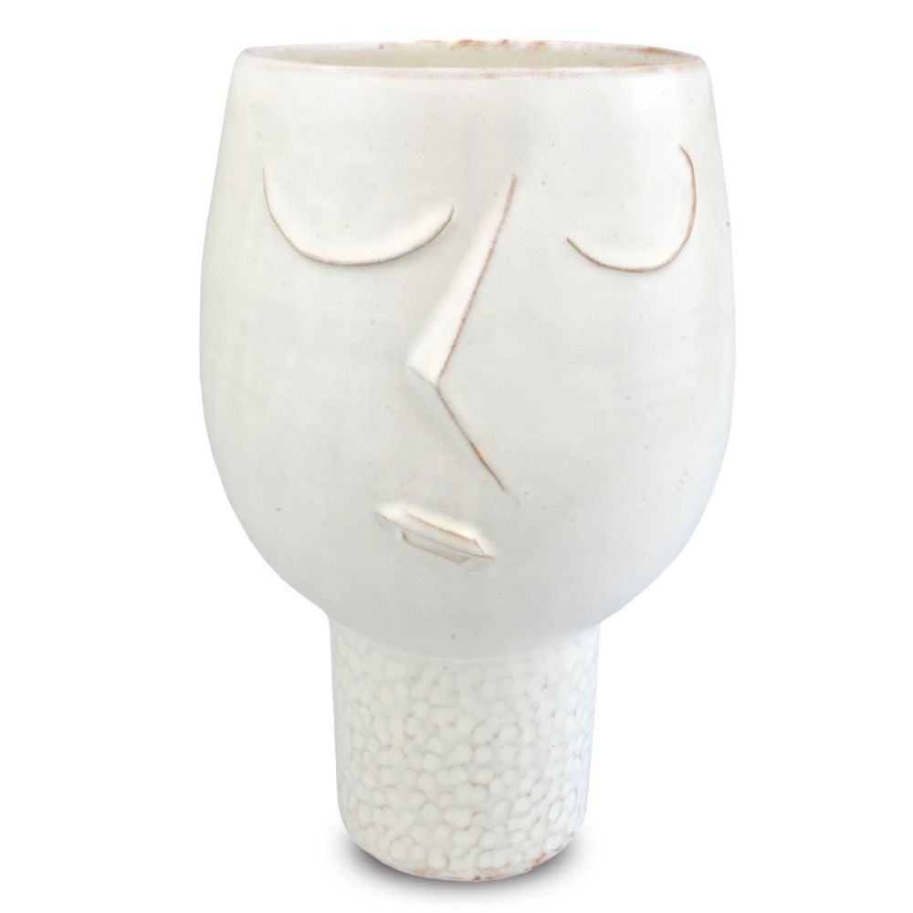 Currey & Company 1200-0535 Marthe Vase in Milky White/Brown
