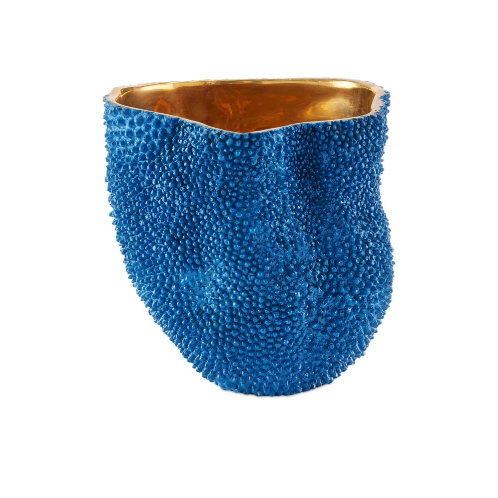 Currey & Company 1200-0545 Jackfruit Medium Cobalt Blue Vase in Blue/Gold