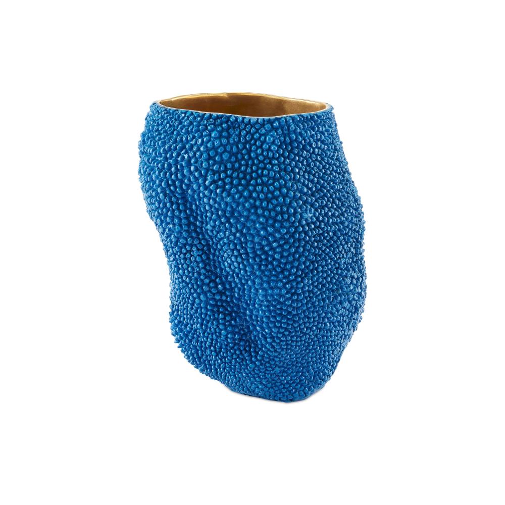 Currey & Company 1200-0546 Jackfruit Small Cobalt Blue Vase in Blue/Gold